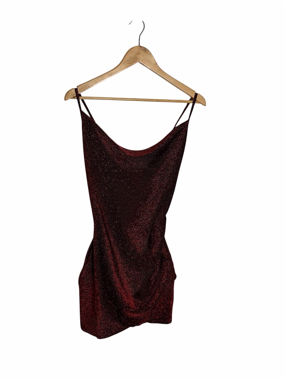 Red & black sparkle mini tie back wrap dress size M